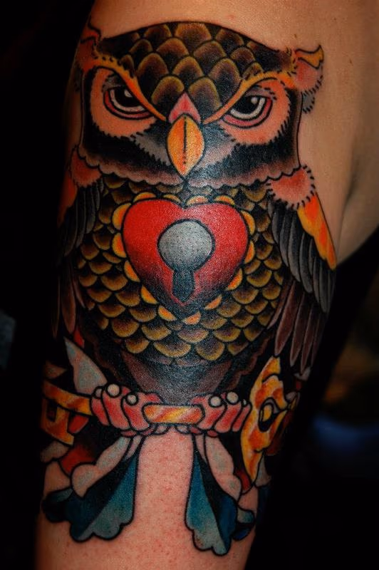 Traditional Style Owl Tattoo