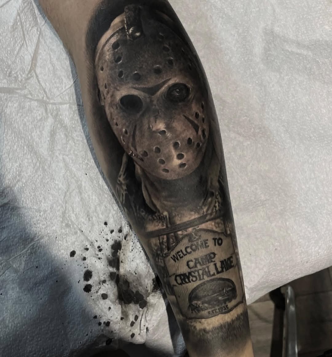 Jason Voorhees horror realism leg sleeve