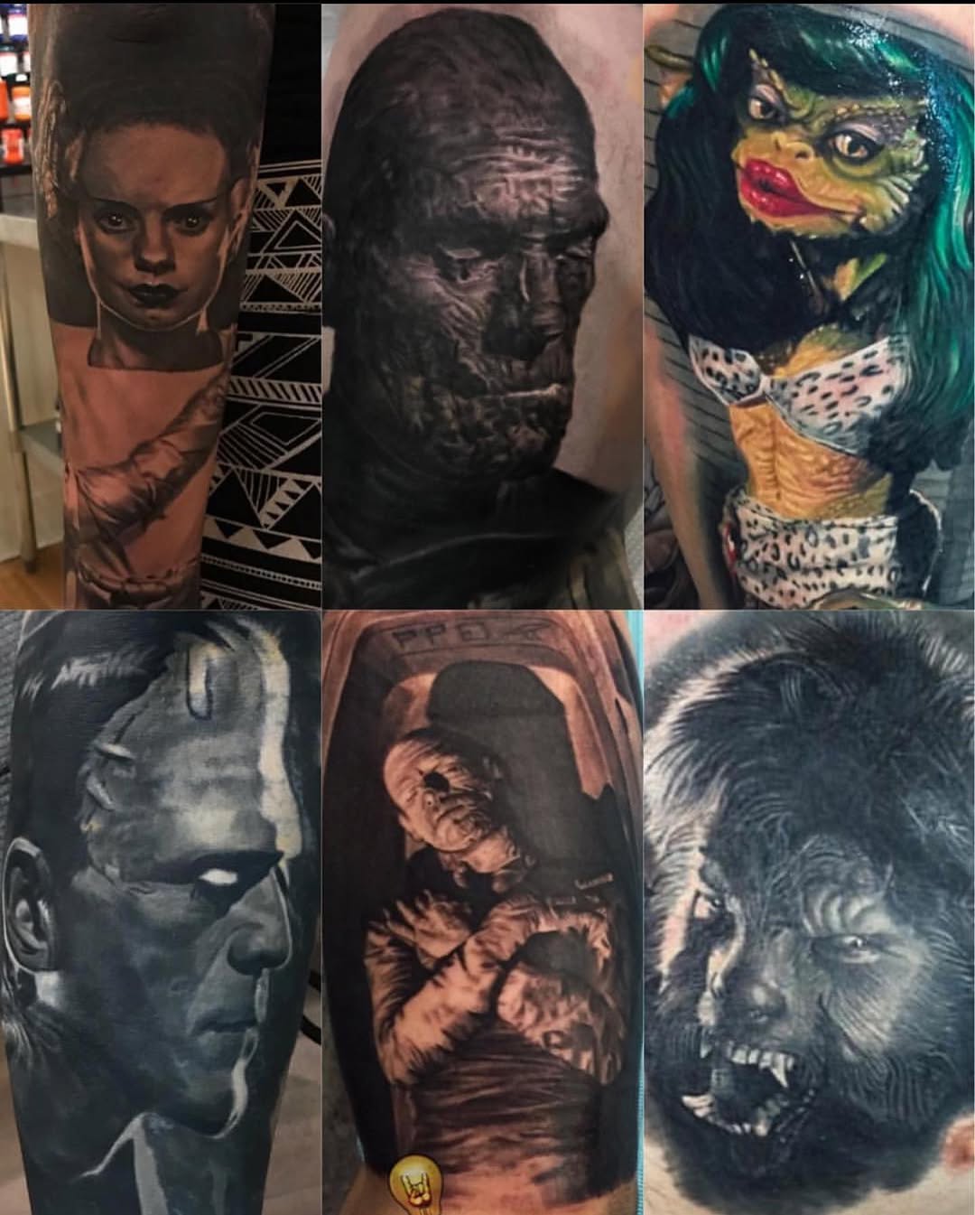 Universal Monsters tattoo collection, realism
