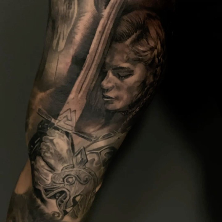 Viking warrior princess portrait sleeve