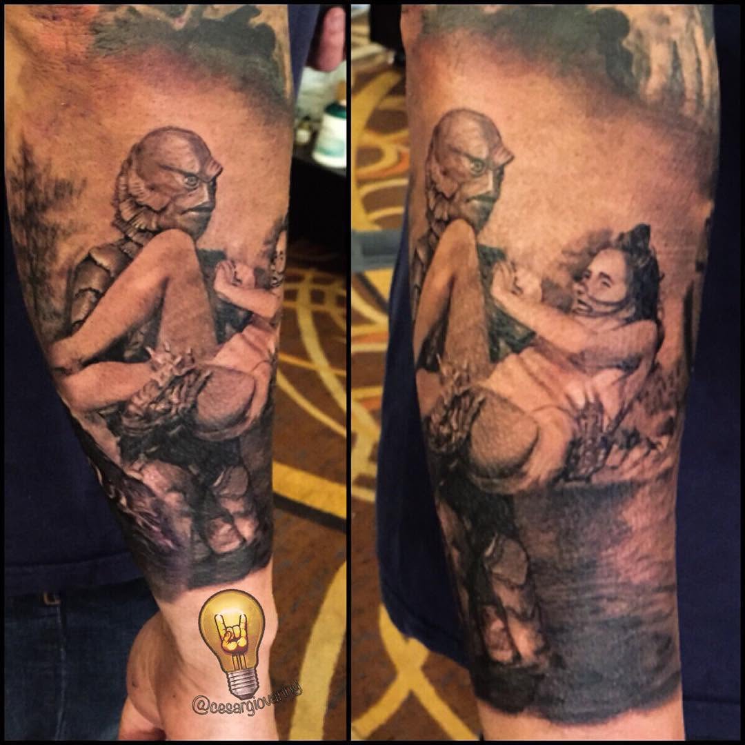 Creature from the Black Lagoon tattoo, forearm