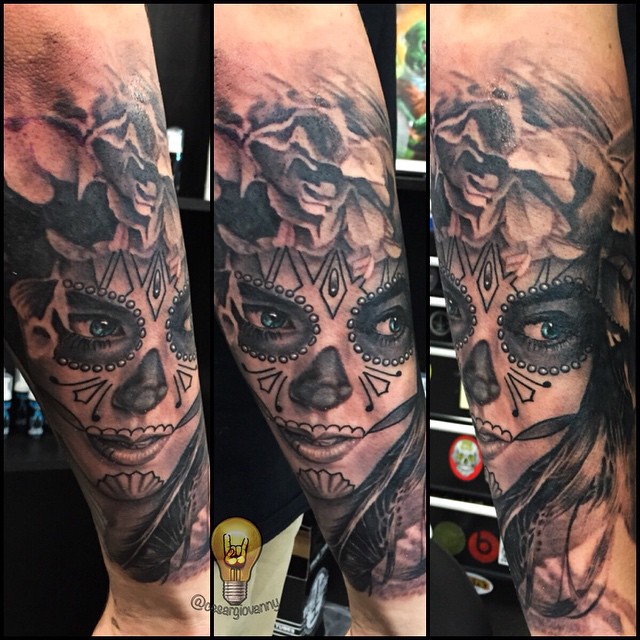 Day of the Dead woman portrait, forearm