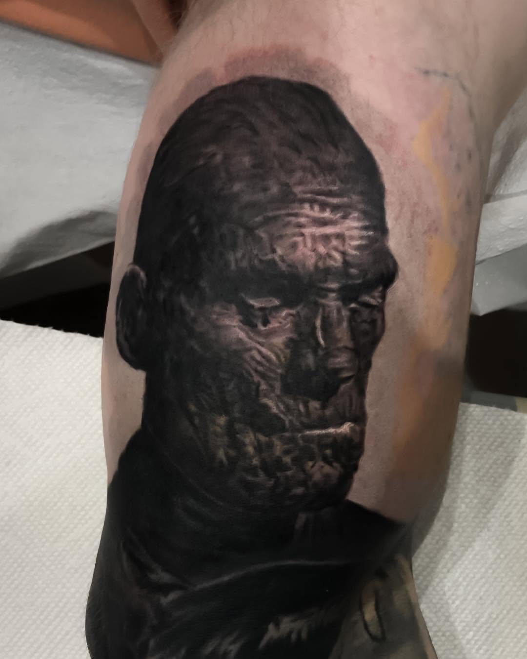 Boris Karloff Mummy portrait, black-and-grey