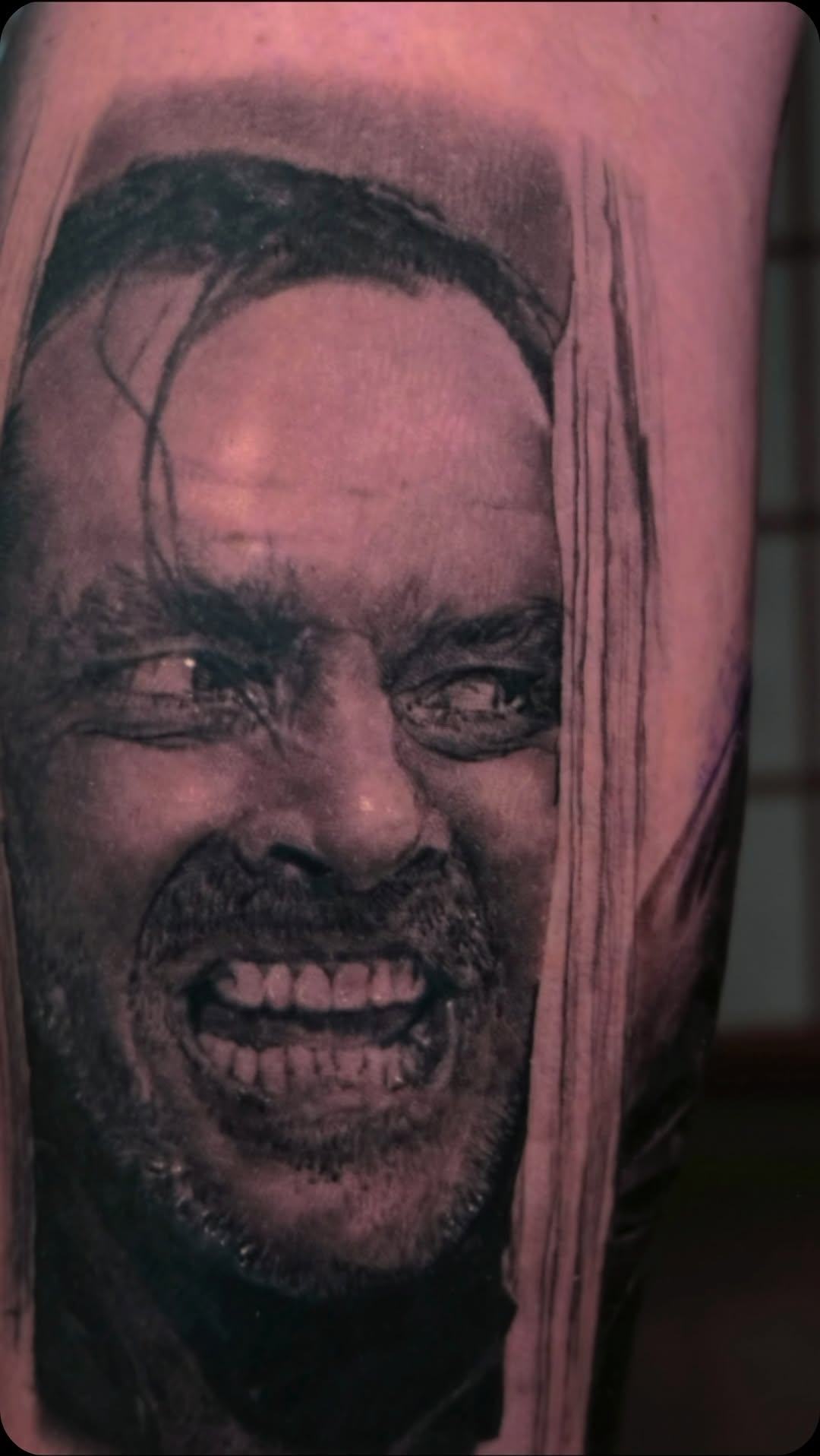 Jack Nicholson 'Here's Johnny' portrait tattoo