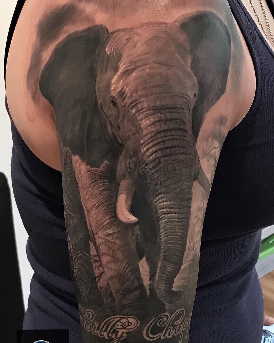 Black-and-grey elephant memorial sleeve