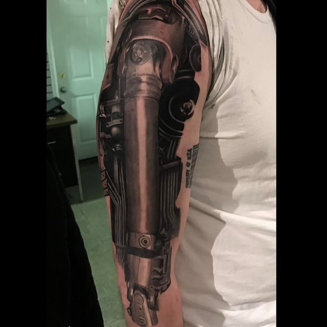 Biomechanical black-and-grey sleeve