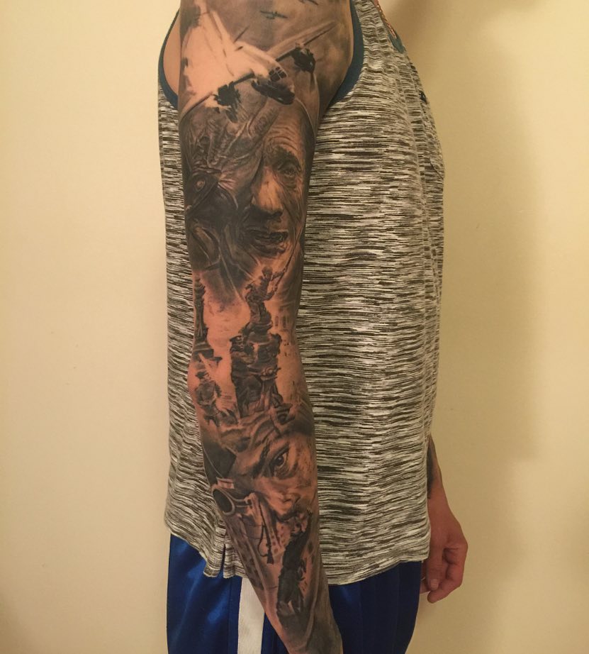 Black-and-grey WWII military full sleeve