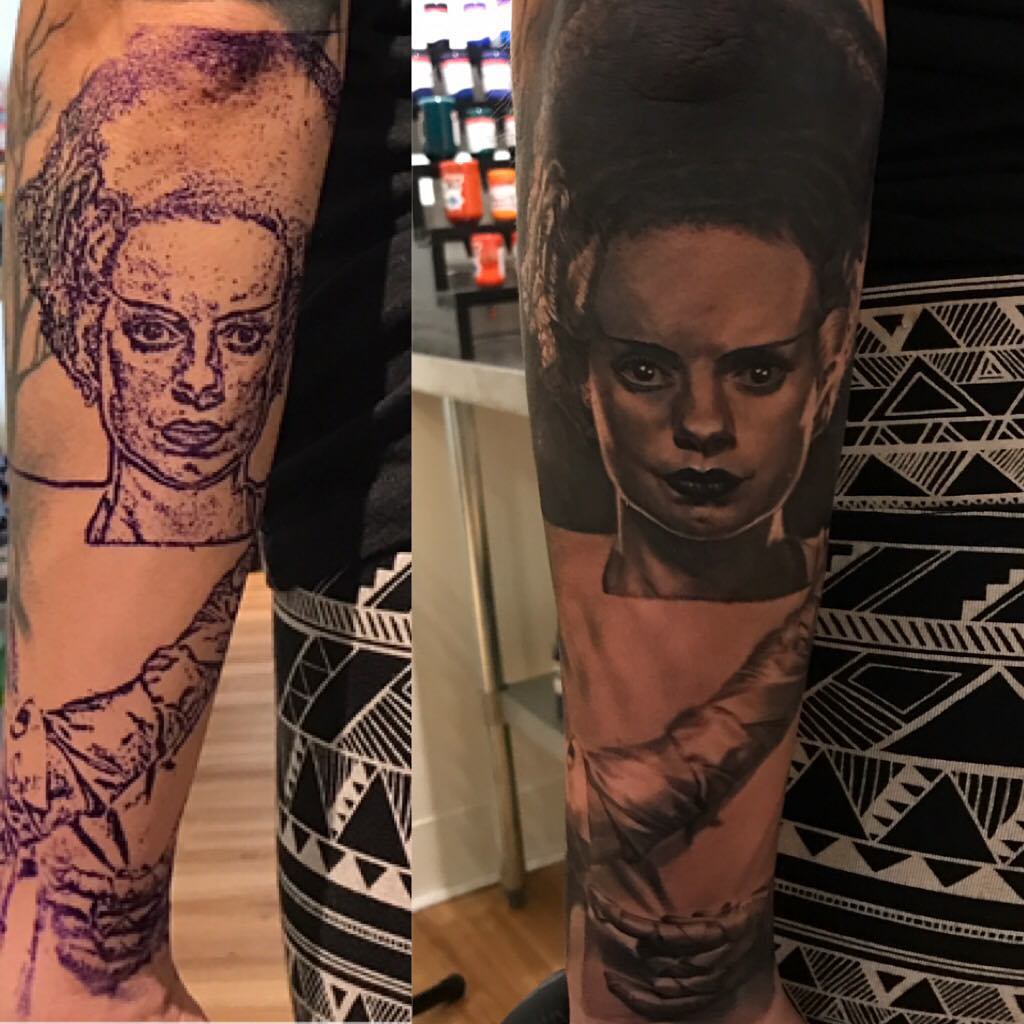 Bride of Frankenstein portrait, forearm
