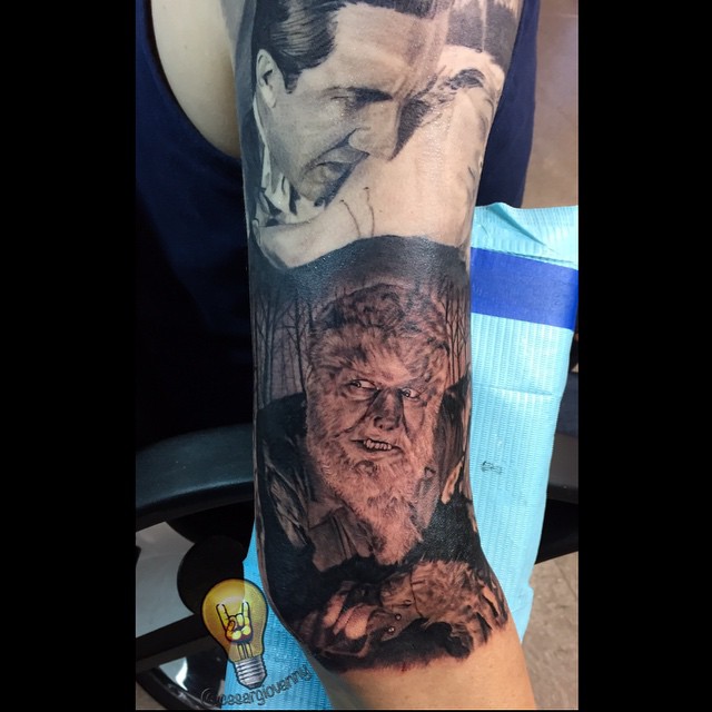 Dracula and Wolfman portraits, monster sleeve