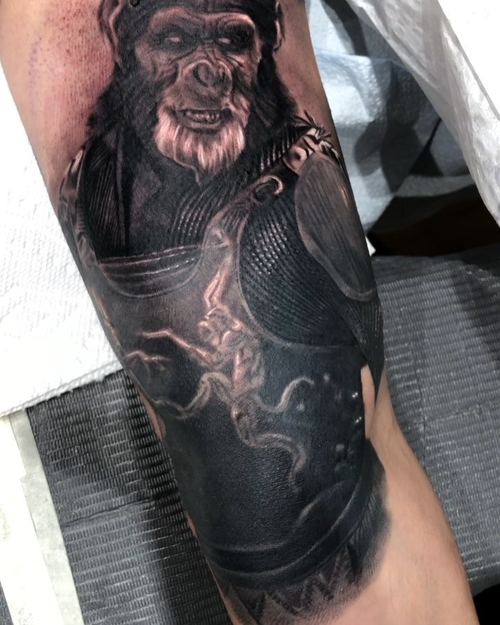 Planet of the Apes Thade portrait, arm