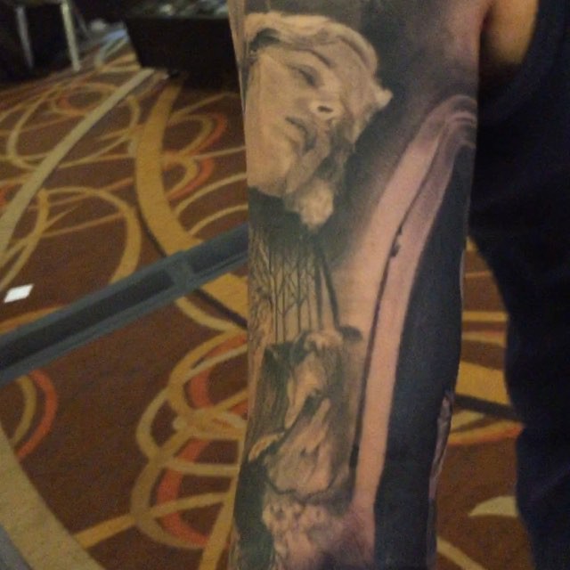 Black-and-grey monster sleeve portrait