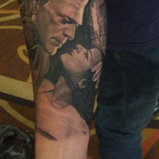 Black-and-grey Frankenstein & bride portrait sleeve
