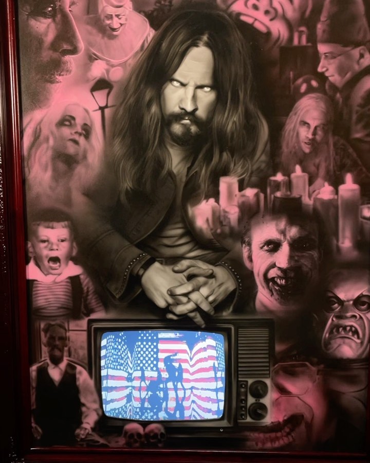 Rob Zombie tribute airbrush painting
