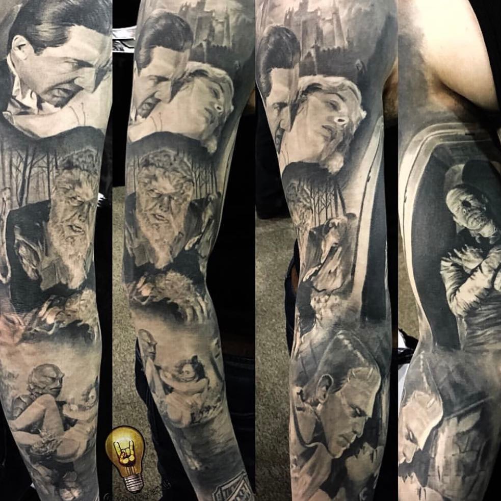 Classic monster movie black-and-grey full sleeve