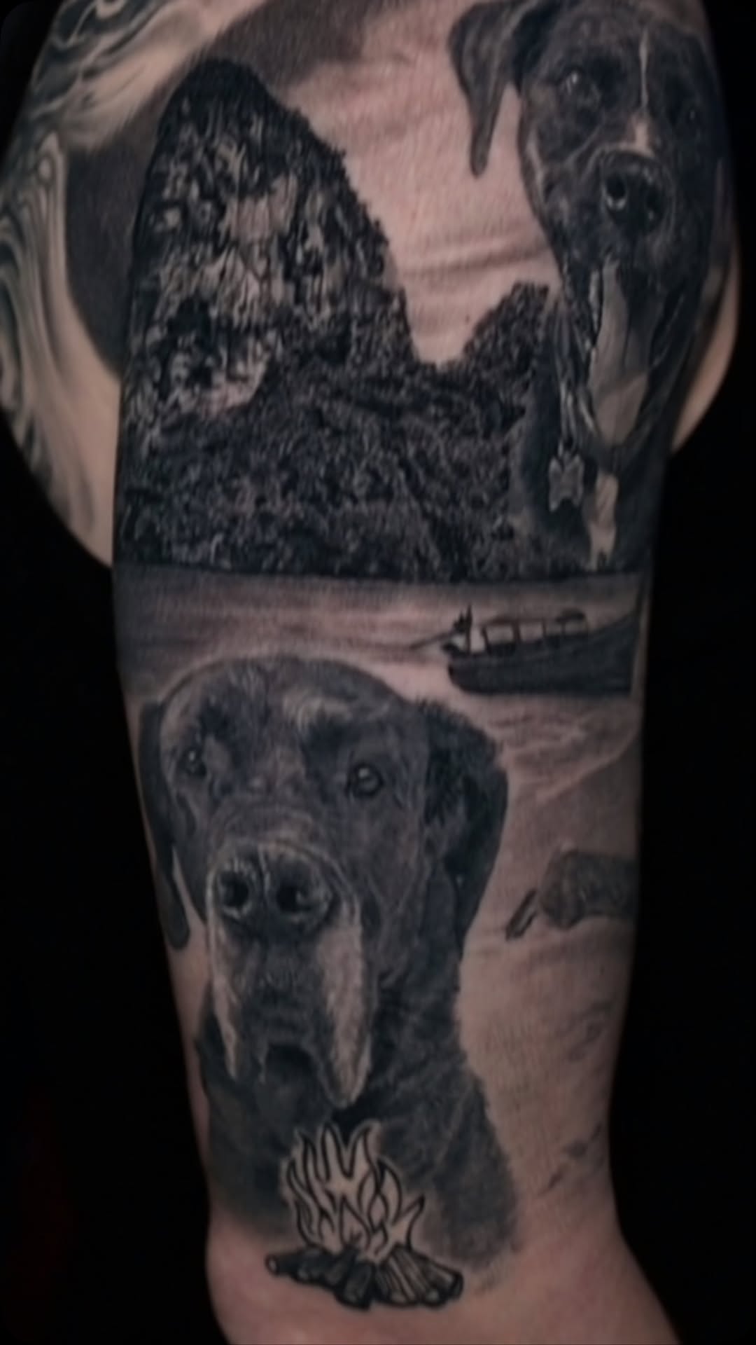 Black-and-grey dog portraits & Thailand beach sleeve
