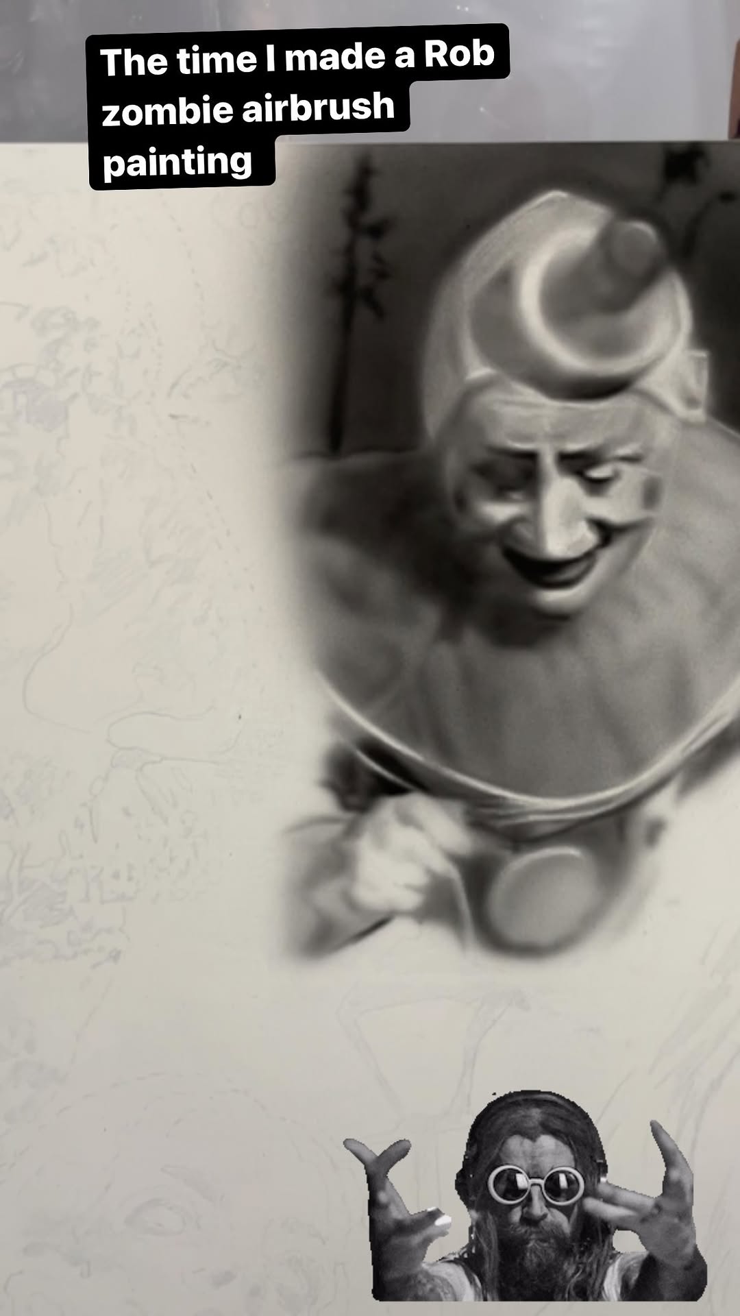 Rob Zombie airbrush painting — clown artwork