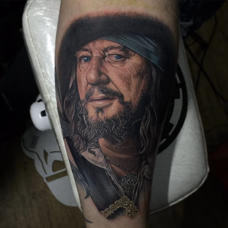 Captain Barbossa Portrait Tattoo