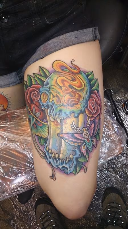 Skull Lantern with Moths