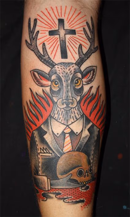 Traditional Style Deer Tattoo
