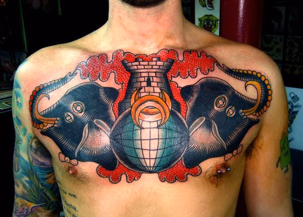Traditional Style Elephant Tattoo