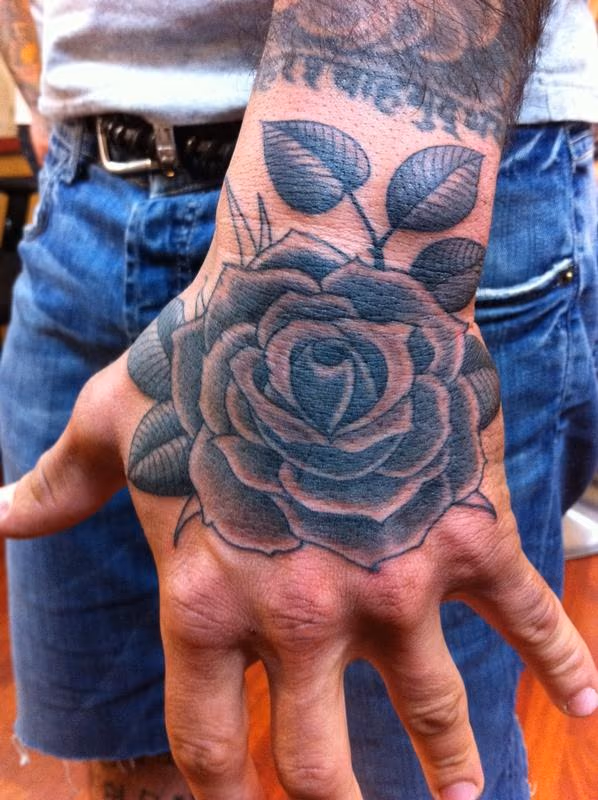 Black and Gray Rose Tattoo