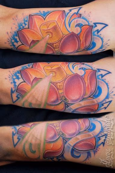 Spray can lotus tattoo