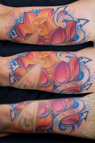 Spray can lotus tattoo