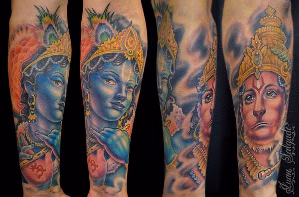 krishna and hanuman tattoo