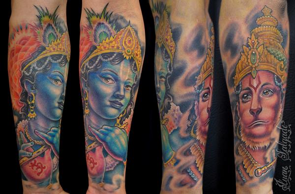 krishna and hanuman tattoo