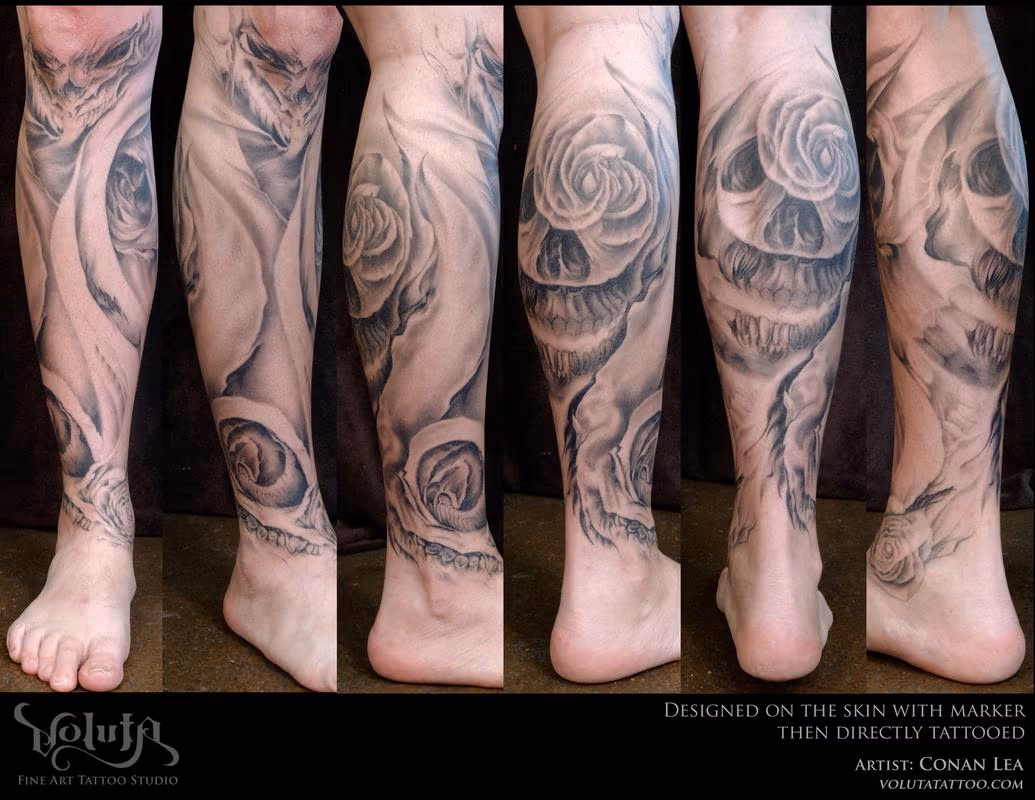 Skulls and Roses Tattoo