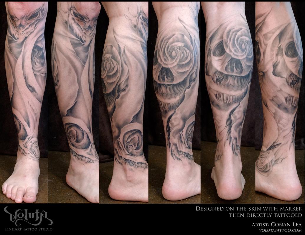 Skulls and Roses Tattoo