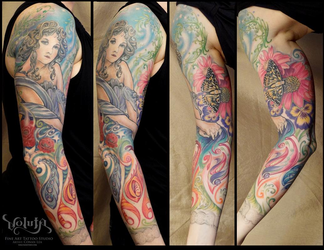 Art Nouveau Garden Beauty Tattoo
