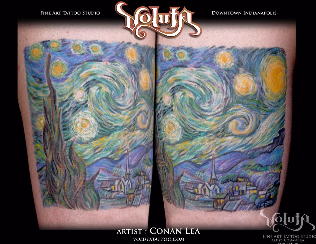 Van Gogh Starry Night Reproduction Tattoo