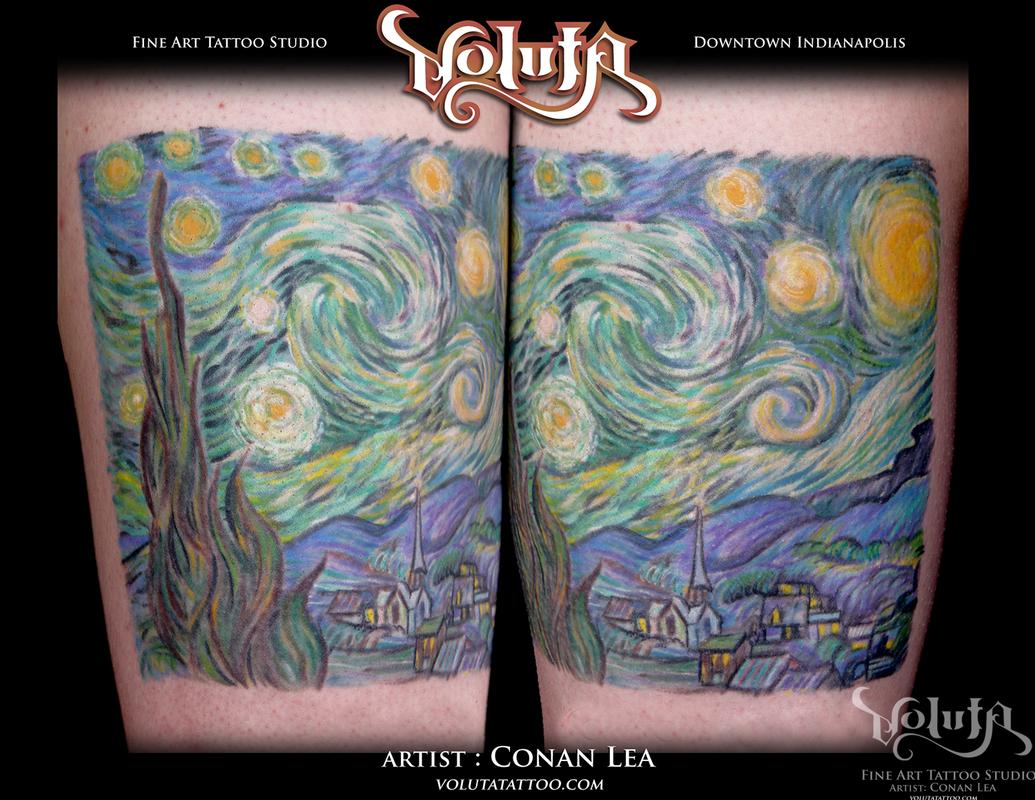 Van Gogh Starry Night Reproduction Tattoo