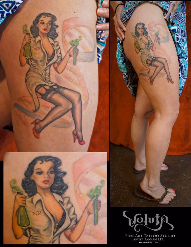 Custom Biology Ph.D Pin Up Tattoo