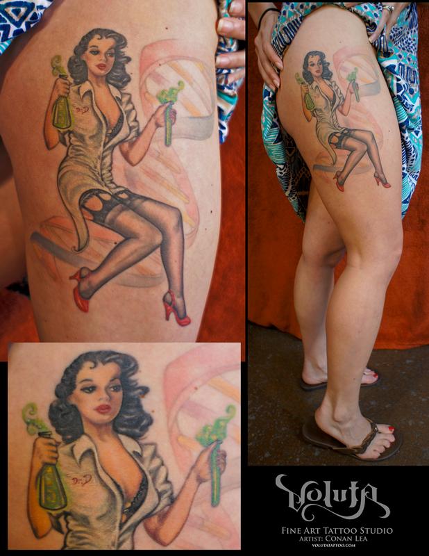 Custom Biology Ph.D Pin Up Tattoo