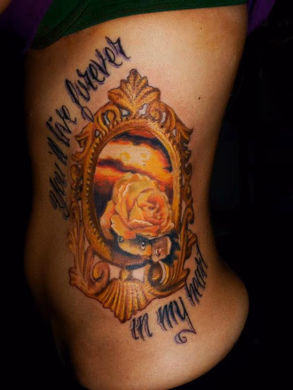 rose coming out of painting color tattoo