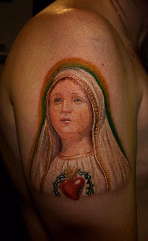 virgen Mary color tattoo