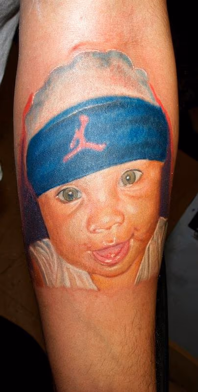 baby color tattoo portrait