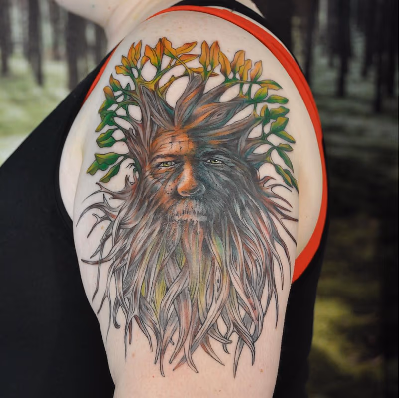 Fall Colored GreenMan- Instagram @michaelbalesart