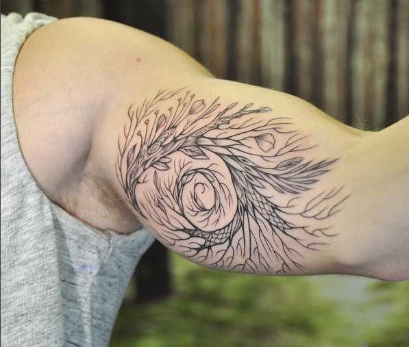 Phylogenic Tree on Bicep- Instagram @michaelbalesart