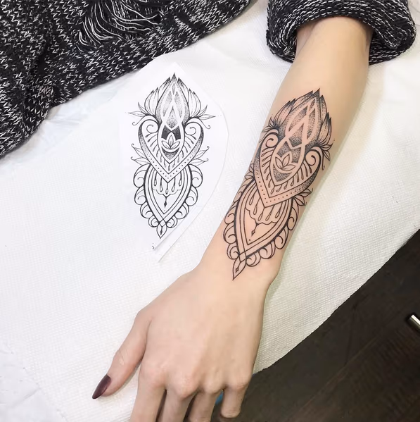Dotwork Design on Forearm- Instagram @MichaelBalesArt