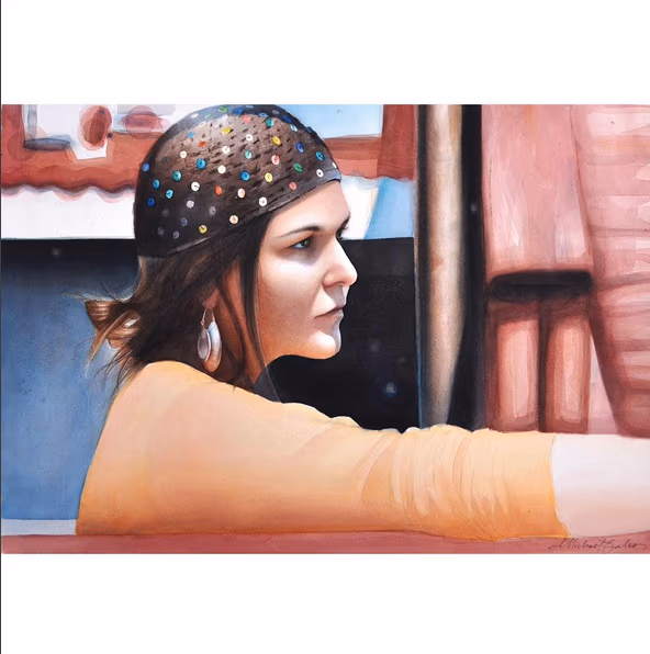 Vetty's Sequines (watercolor on paper)- Instagram @michaelbalesart