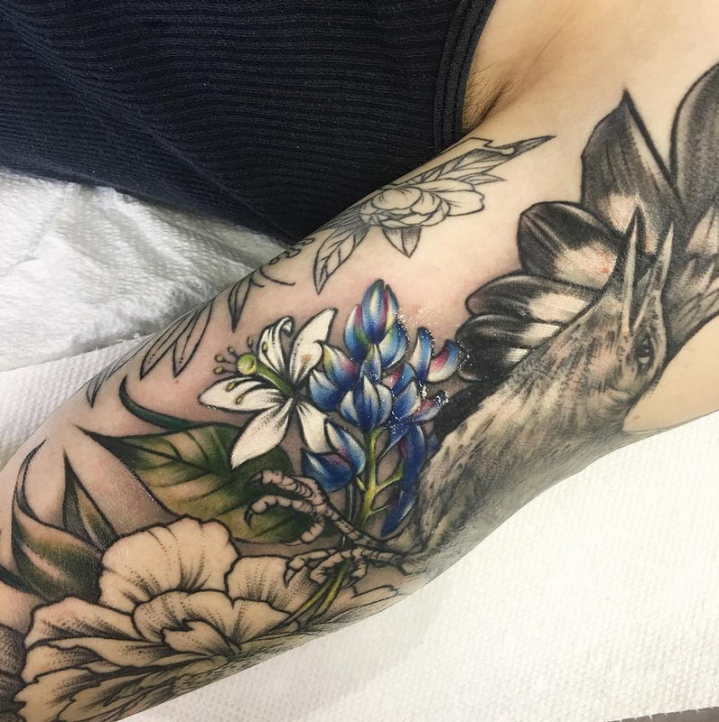 Detail Shot of Sleeve-Color in Progress- Instagram @michaelbalesart