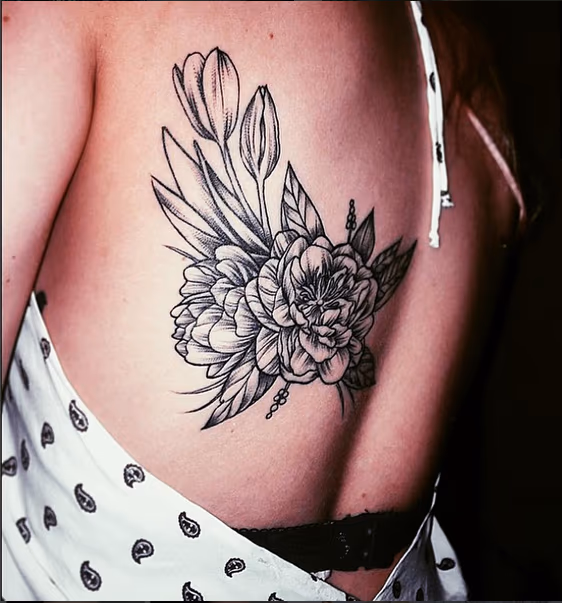 Vintage Floral on Back- Instagram @michaelbalesart