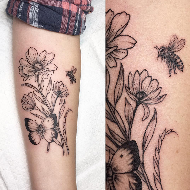 Wildflowers and Bee- Instagram @michaelbalesart