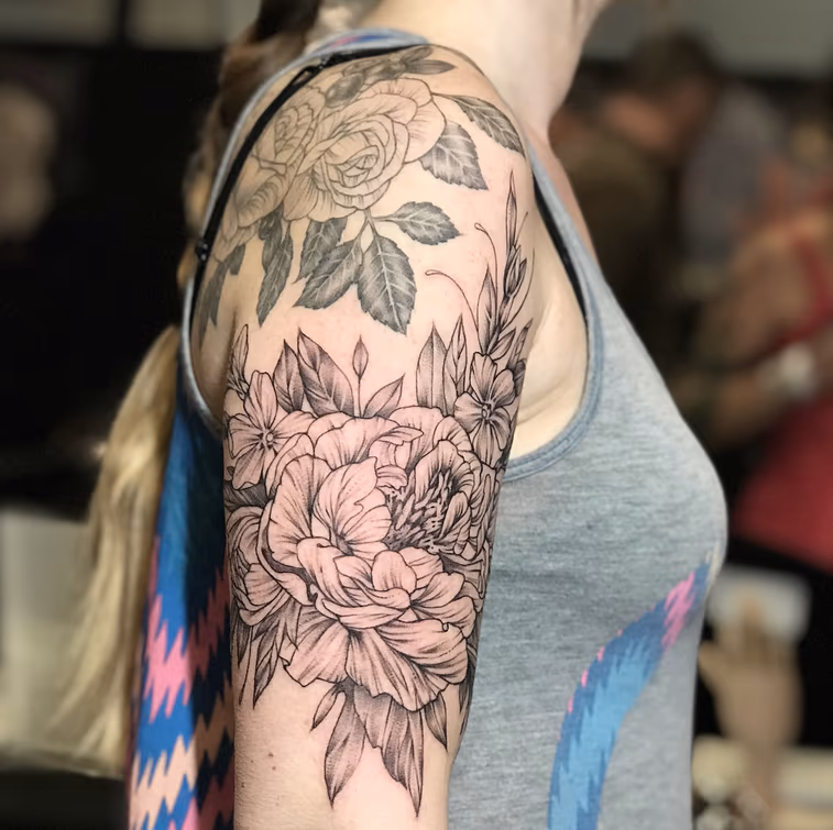 Floral Shoulder Cap Addition. Instagram @MichaelBalesArt