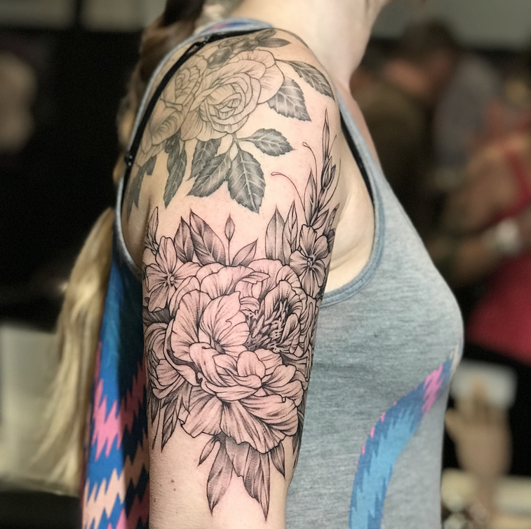 Floral Shoulder Cap Addition. Instagram @MichaelBalesArt