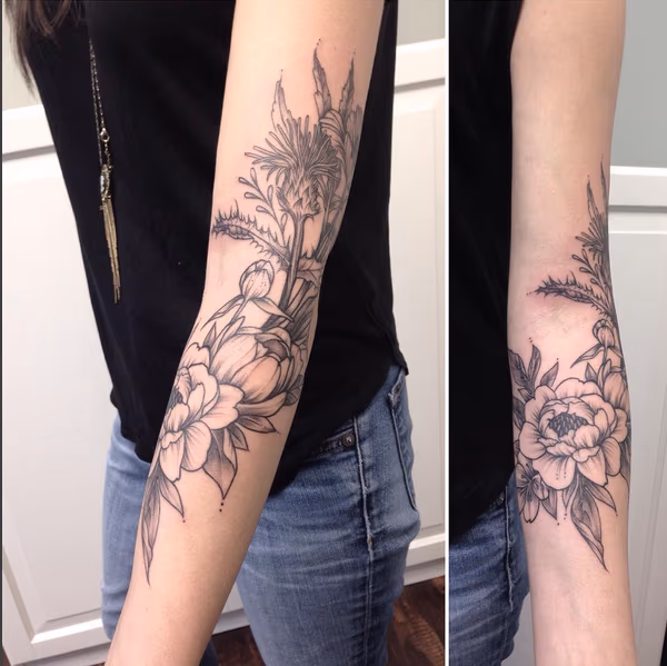 Vintage Floral Arm Wrap- Instagram @michaelbalesart