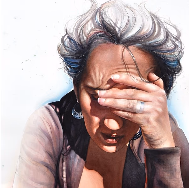 Calamity of Contentment- watercolor on paper- Instagram @michaelbalesart